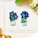 名札つけワッペン　お花　ブルー