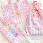 ビーズが動く♡ジュエル マーメイド♡フリル レッスンバッグ セット☆入園グッズ・入学セット 女の子 お着替え袋 上履き入れ オーダー  シェル柄 入園入学セット