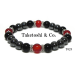 black & red   天然石ブレスレット 【T025】