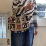 グラニースクエア　モチーフつなぎ　ミニトートバッグ　かばん　カラフル　