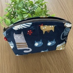 ★ネイビー猫柄ポーチ★