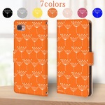 【再販】北欧風パターン オレンジ iPhoneケース　androidケース　手帳型 north250