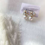 【１番人気◎】キラキラ✴︎ビジューxコットンパールキャッチ　ピアス