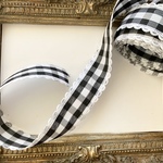 再入荷【2m♡】ギンガムチェックレース♡白×黒片面プリントグログランリボン♡幅2.5cm⭐️クリスマスにも♡お洋服♡小物やヘアリボンアクセサリー作りにも♡