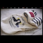 カラースターケンネルコラボ商品☆ダックスプリントボーダー袖TシャツDS（生成40）