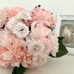 新商品☆ミックス,くすみカラー, 白, ピンク, ダリア, 薔薇 , 小菊, 直径6.5センチ,  アーティフィシャルフラワー,ブライダル小物,フラワーアレンジメント,ウェディング,花束,,fw094