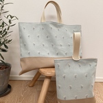 北欧ナチュラルレースフラワーグレイッシュグリーン♪女の子レッスンバック上履き入れセット