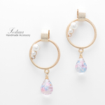 ゴールドリング＆雫(a680) ピアス/ノンホールピアス/樹脂ピアス