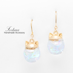 オーロラねこ(668) ピアス/イヤリング/ノンホールピアス/樹脂ピアス