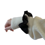大人かわいいベロア調シュシュ [Black Velour Scrunchie] / ヘアアクセサリー 