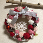 ~毛糸玉クリスマスリース★ピーチミルク
