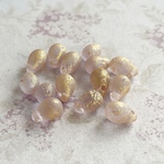 【6x9㍉ 20個】 ドロップビーズ＊ light purple & gold＊チェコビーズ＊しずく＊パープル＊紫＊ゴールド＊エッチド＊グラデーション