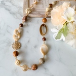 [再]＊ベージュとブラウンのロングネックレス