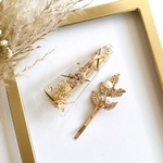 glassy botanicalヘアクリップ【さんかく】×リーフヘアピン2点セット