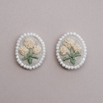 黄色のケイトウ　刺繍　イヤリング/ピアス