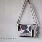 2WAY  モノトーン白黒パッチワーク ショルダーバッグ＊クラッチバッグ＊帆布＊本革ヒモ付