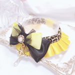 再販♡ロゼットケープ首輪🐯寅年🐯ヒョウ柄♡イエローロゼット♡