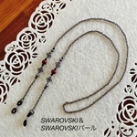 大人シックなボルドー色SWAROVSKIパールのメガネチェーン(オプション選択でマスクチェーンとの2WAY作成可能です)