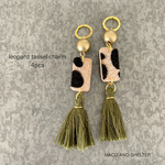 4pcs★leopard＋tassel swing・khaki gold（レオパードタッセルチャーム）