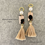 【NEW】4pcs★leopard＋tassel swing・camel pearl（レオパードタッセルチャーム）