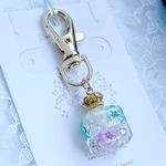 【S☆様専用】バッグチャーム キーホルダー♡ピンクとグリーンのお花いっぱい香水瓶　スワロフスキー付き