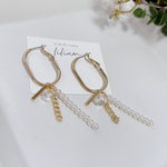 パール×ゴールド×クリア 2wayピアス