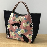 ミニトートバッグ(ハチワレ猫とまたたびの花)