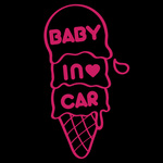 BABY IN CAR(ベビーインカー) セーフティーサインマーキングフィルムステッカー (3段重ねアイスクリーム：ローズピンク)