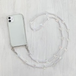クリアケース　バタフライ　パール　スマホショルダー　ショルダーストラップ　チェーン　ビーズ