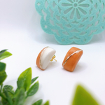 バイカラーピアス  アシンメトリー  くすみオレンジ×ホワイト