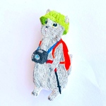 55sora-mameさま専用【お出掛け猫の刺繍ブローチ】
