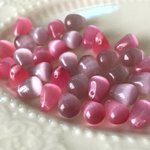 8mm×6mm キャッツアイ・ドロップ(ローズ/オールドローズ)　12個