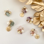 ローズクォーツと淡水パールのゴールドイニシャルピアス/イヤリング✨