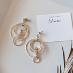 ビジュー×ゴールド フープピアス イヤリング