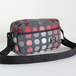 小さいサイズ　起毛素材　グレー　カラフルドット柄ウール混生地　シンプルショルダーバッグ♪　Fm2 Lab.