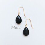 【14Kgf】モリオン（黒水晶）のフックピアス／イヤリング