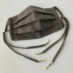 再販⭐ロングリボン　プリーツマスク 【くすみカラー】ココア　国産ダブルガーゼ（ノーズワイヤー、フィルターポケット付きマスク　不織布マスクカバーにも）