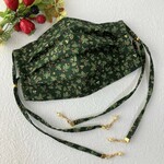 NEW⭐ロングリボン　クリスマスマスク 【ヒイラギ＆ベル】（ノーズワイヤー、フィルターポケット付きマスク　不織布マスクカバーにも）