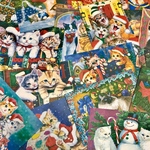 (再販×5)にゃんこのクリスマス🎄ポストカードセット＊葉書＊コラージュ素材＊メッセージカードにも♪