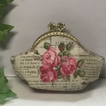 8.5cmお花の口金・がま口ポーチ・アンティーク薔薇・小物入れ・チャームプレゼント！