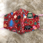 【再販】N44 大人用立体マスク　限定　赤地　カラフル　クリスマスグッツ　×   カモフラージュ　ハンドメイド布マスク