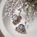 .｡.:✽ Church blue ✽.｡.:* Xmas チェコガラスボタン イヤリング・ピアス