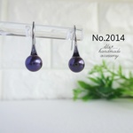 #2014	ブラックパールのスタイリッシュなピアス/イヤリング（シルバー）本真珠