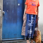 前掛けと着物と風呂敷のリバーシブルスカート