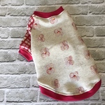 オートミール　花模様刺繍＆pink チェックトレーナー　Ｓ