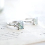 てんどんさま、オーダーページ　モスアゲートエメラルドカットのバタフライリング/ sv 925