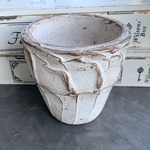 アンティークホワイト★クリームリメ鉢3号