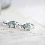 ムラカミユカさまオーダーページ　モスアゲートエメラルドカットのバタフライリング/ sv 925