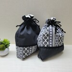 巾着2枚セット（モノトーン）