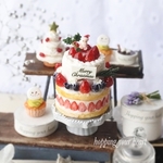 【ミニチュア】豪華♪２段のサンタいちごのフレジェchristmas cake♪コンポート皿セット♡